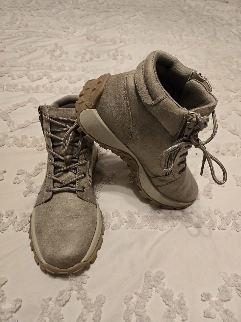 Taupe Lace-Up Hiker Style Ankle Boots